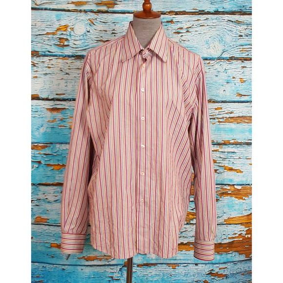 Zara Other - Zara Button Down Shirt Mens Size 17 Long Sleeve Shirt Striped Cotton Shirt